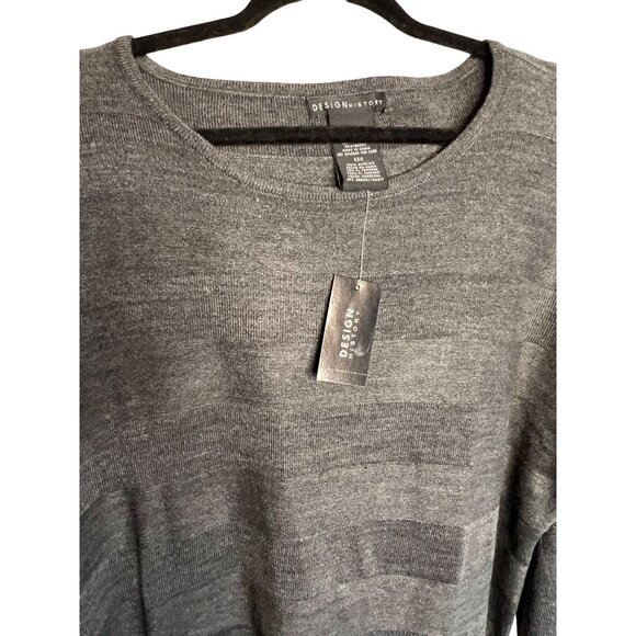 NWT Design History Women's Charcoal Sweater XXL Acrylic Round Neck 3/4 Sleeve - Picture 2 of 12